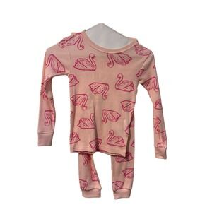 Carters Child of Mine Girls 5T Pink Swan Ribbed Cotton Pajama Set 2 Piece NEW